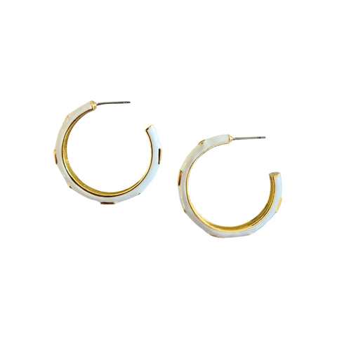Enamel Hoops Earrings White