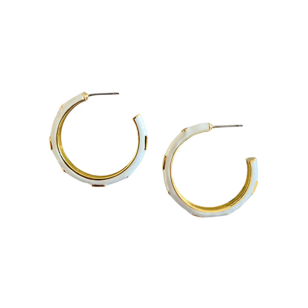 Enamel Hoops Earrings White
