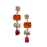 Florence Gemstone Earrings Pink/Orange