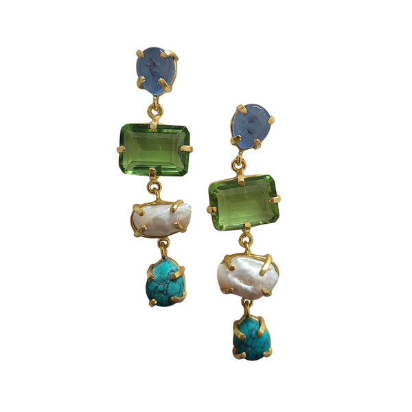 Florence Gemstone Earrings Green/Blue