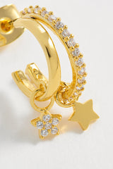 Estella Bartlett-Duo Pave Star Hoops - Gold Plated