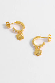 Estella Bartlett- Scallop Charm And Pearl Hoop Earrings - Gold Plated