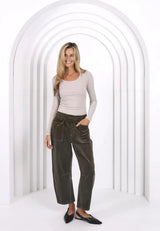 Leo Barrel Corduroy Jeans Forest Moss