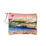 Small pouch with a scenic design on a textured surface