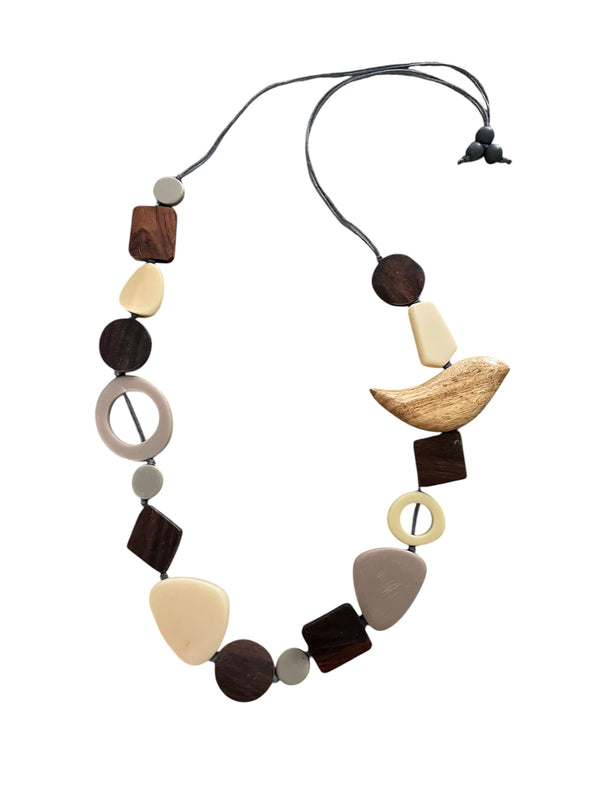 Resin and Timber Bird Necklace
