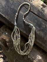 Sea Glass Multi-Strand Beaded Necklace Grey
