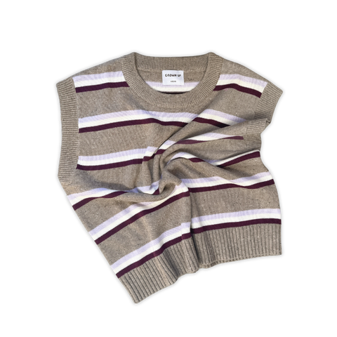 Oragnic Stripe Vest Oatmilk