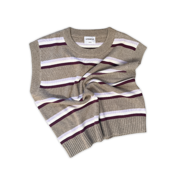Oragnic Stripe Vest Oatmilk
