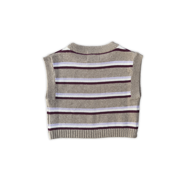 Oragnic Stripe Vest Oatmilk