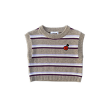 Oragnic Stripe Vest Oatmilk