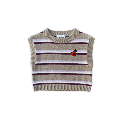 Oragnic Stripe Vest Oatmilk