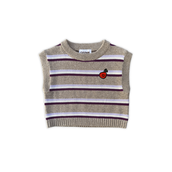Oragnic Stripe Vest Oatmilk