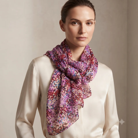 Silk Scarf Flowers-Pink