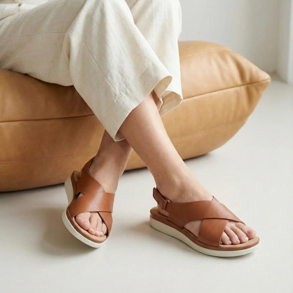 Isla Brown Cross Strap Platform Sandal
