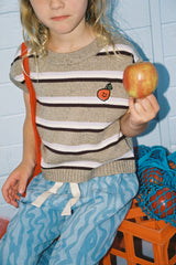 Oragnic Stripe Vest Oatmilk