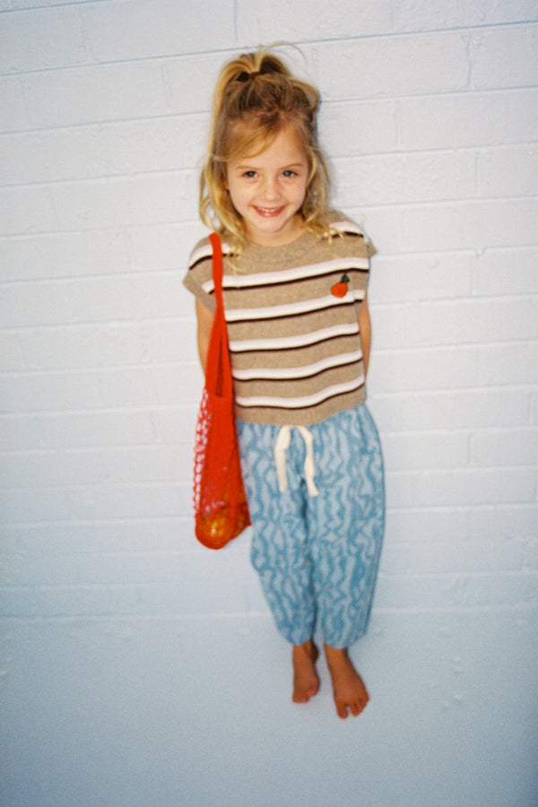 Oragnic Stripe Vest Oatmilk