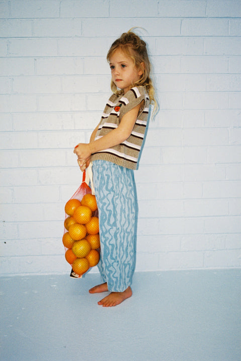 Oragnic Stripe Vest Oatmilk