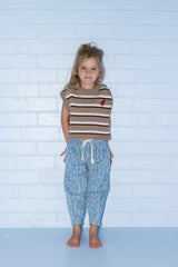 Oragnic Stripe Vest Oatmilk