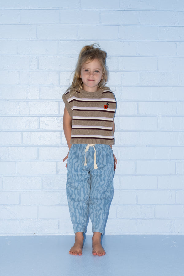 Oragnic Stripe Vest Oatmilk
