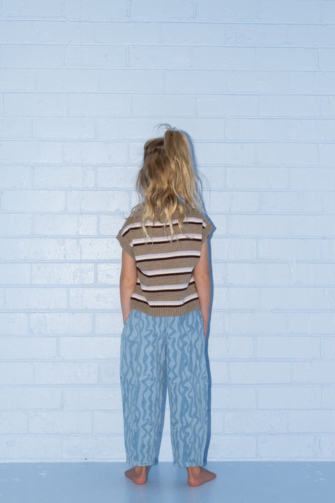 Oragnic Stripe Vest Oatmilk