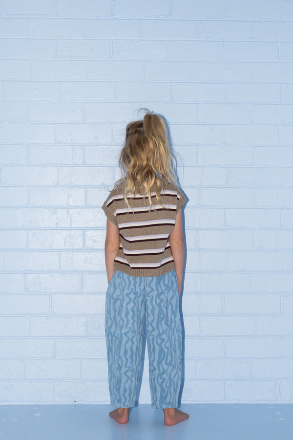 Oragnic Stripe Vest Oatmilk