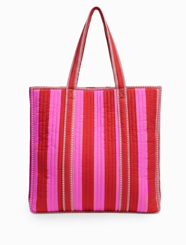 Isola Bella Tote Pink Red Stripes