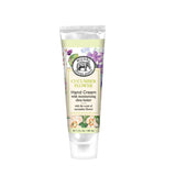 Tube of cucumber flower hand cream on a white background
