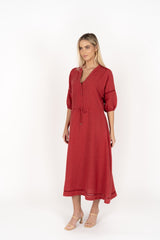 Humidity Lifestyle Ambrosia Midi Dress Brick