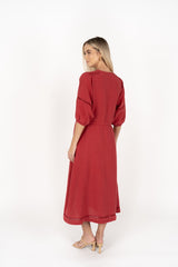 Humidity Lifestyle Ambrosia Midi Dress Brick