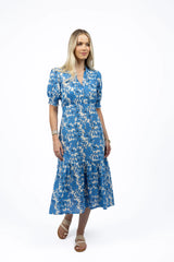 Fleur Midi  Dress Blue/Stone