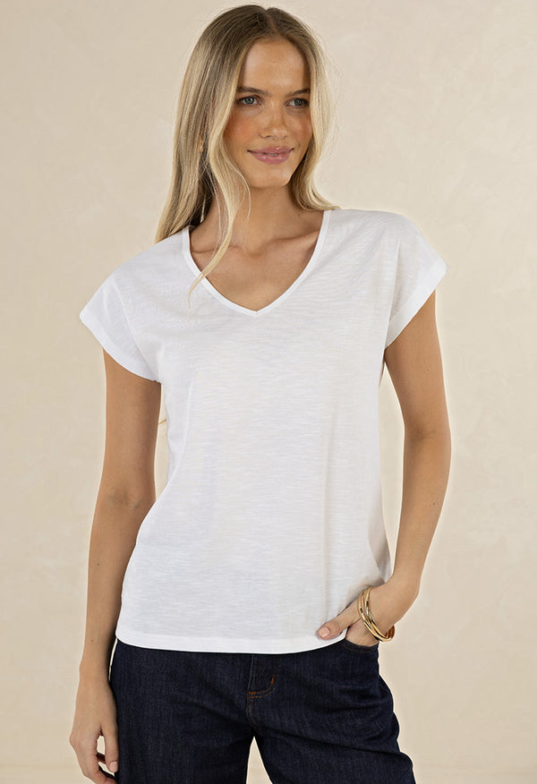 Must Have V Neck Mist White