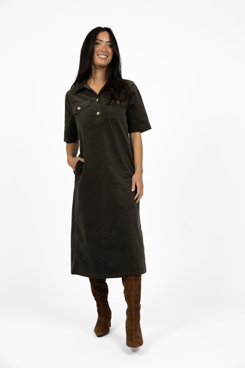 Amici Cord Dress Khaki