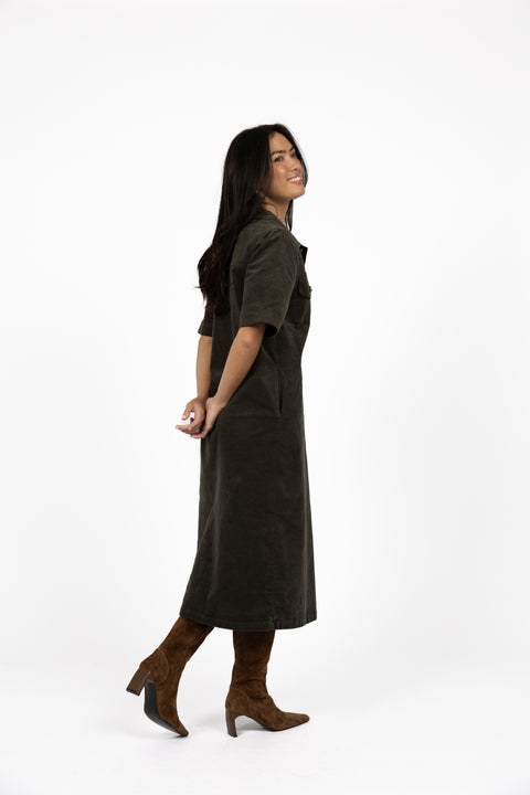 Amici Cord Dress Khaki