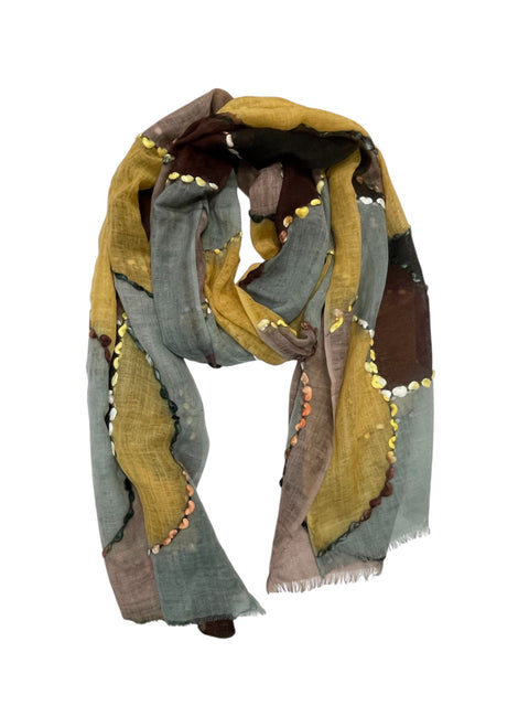 Mustard Abstract Wool Scarf