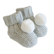 Alimrose-Pom Pom Baby Socks Grey