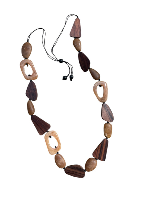 Resin and Timber oval necklace