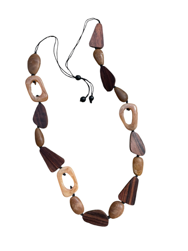 Resin and Timber oval necklace