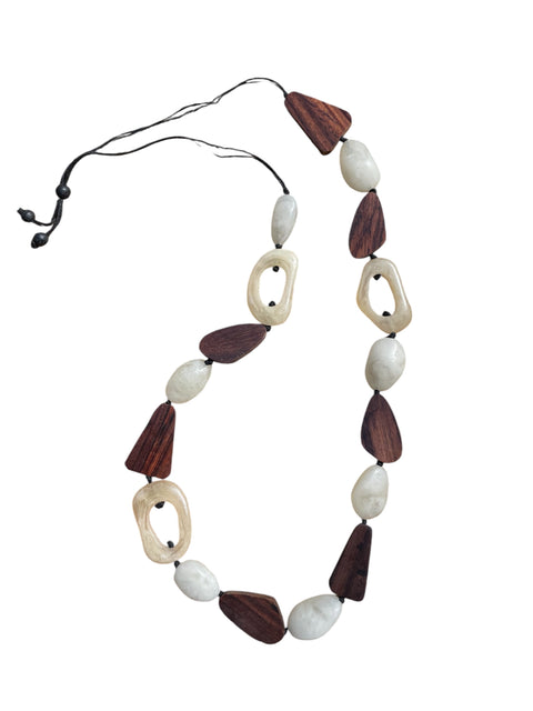 Resin and Timber oval necklace