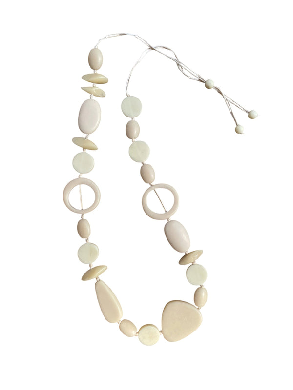 Resin Circles Necklace Small Cream
