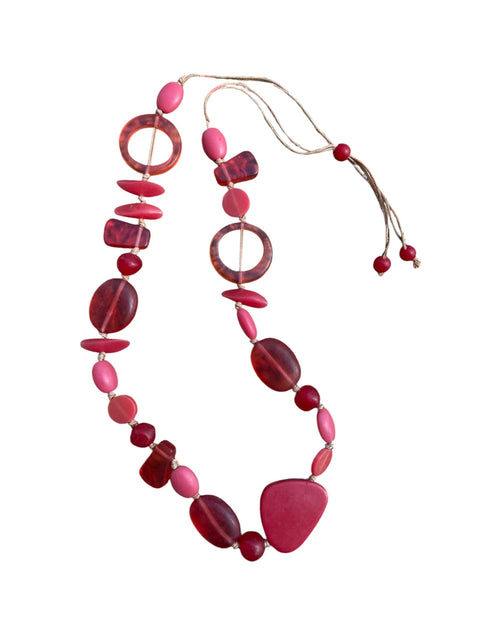 Resin oval necklace Red