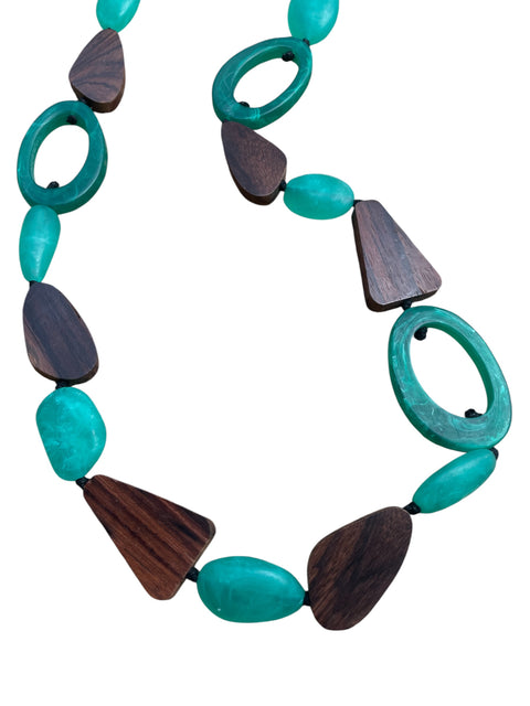 Resin and Timber oval necklace