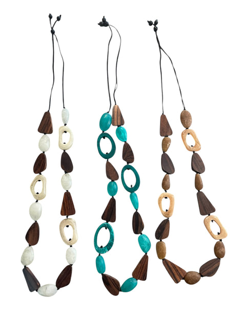 Resin and Timber oval necklace