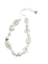 Resin oval necklace White and Marble