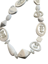 Resin oval necklace White and Marble