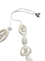 Resin oval necklace White and Marble