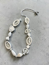 Resin oval necklace White and Marble