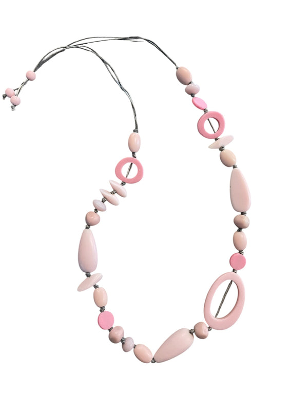 Resin Circles Necklace Small Pink