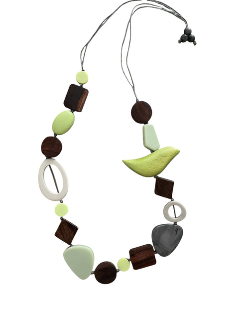 Resin and Timber Bird Necklace