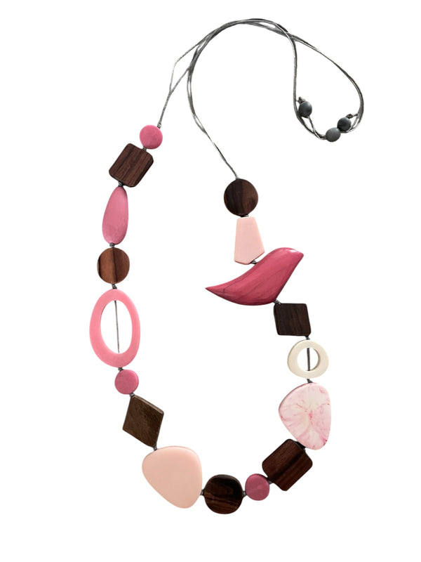 Resin and Timber Bird Necklace
