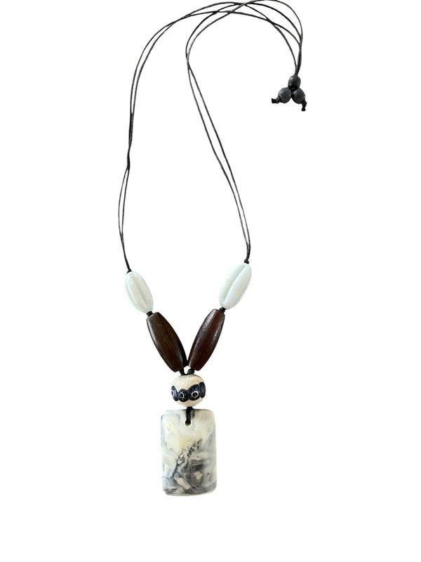 Resin Pendant Necklace Marble